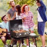 OUTSUNNY Portable Tabletop Gas BBQ Grill 5.8 kW Barbecue w/ 2 Burner in Black