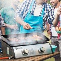 OUTSUNNY Portable Gas Plancha BBQ Grill with Stainless Steel Burner in Silver