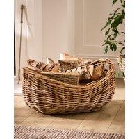 Dibor Traditional Style Hobas Two Tone Boat Fireplace Log Storage Basket - Large in Natural