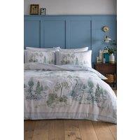 Appletree 'Willow Tree Scene' 100% Cotton Duvet Cover Set in Blue | Size: Super King
