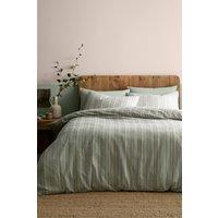 Appletree 'Yarn Dyed Woven Wide Stripe' Woven Duvet Cover Set in Green | Size: King