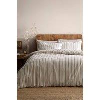 Appletree 'Yarn Dyed Woven Thin Stripe' Woven Duvet Cover Set in Natural | Size: King