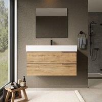 Banyetti Celtic 1000mm Wall Hung Bathroom Vanity Unit with Veneto 1 Tap Hole Basin - Ostippo Oak in Light Oak