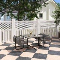 OUTSUNNY Rattan Dining Set, Rattan Cube Dining Sets w/ Space-saving Design in Grey | Size: 5 Pack