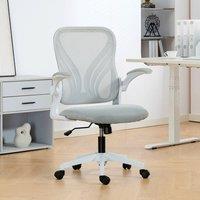 HOMCOM Mesh Office Chair, Computer Chair with Foldable Backrest, Grey in Light Grey | Size: 120