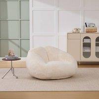Direct Wicker Bean Bag Chair, Shell-Shaped Bean Bag Couch with Removable Cover in Beige | Size: 1 Pack