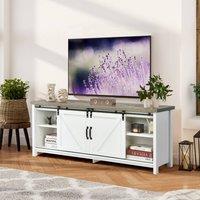 Costway Modern TV Cabinet for 60-Inch TV Wooden Media Storage Shelves Organizer Stand in White