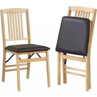 Costway Folding Dining Chairs Set of 2 Foldable Upholstered Kitchen Chairs in Black