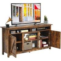 Costway Industrial TV Stand for TVs up to 65 Fireplace TV Stand Entertainment Center in Brown