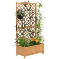 Costway Raised Garden Bed Tall Standing Wooden Planter Outdoor Plant Container in Brown