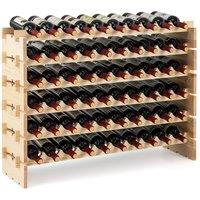 Costway 60 Bottles Wine Rack Stackable Modular Wine Bottle Holder in Natural