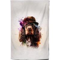 Warren Reed - Designer English Cocker Spaniel With Glasses Splashart Tea Towel