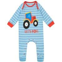 Harry Bear Boy's Baby Tractor Sleepsuit in Blue | Size: 6-9 m
