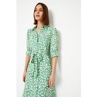 Dorothy Perkins Women's Green Animal Midi Shirt Dress | Size: 16