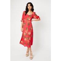 Dorothy Perkins Women's Petite Floral Button Through Midi Dress | Size: 8