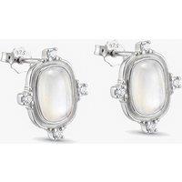 MUCHV Women's Oval White Stud Earrings in 18k Gold or Silver