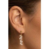 MUCHV Gold Long Earrings With Baguette Stones - Women's Jewellery