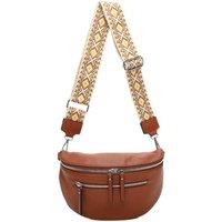 Fontanella Fashion Women's Rooney Triple Zip PU Crossbody Bag with Canvas Strap in Brown