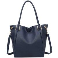 Fontanella Fashion Women's Medio PU Leather Shoulder Tote Bag in Navy