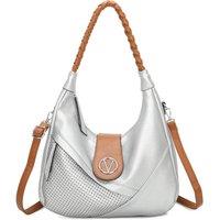 Fontanella Fashion Women's V Two-Tone PU Leather Hobo Shoulder Bag in Silver