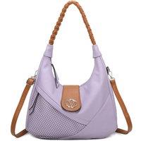 Fontanella Fashion Women's V Two-Tone PU Leather Hobo Shoulder Bag in Lilac