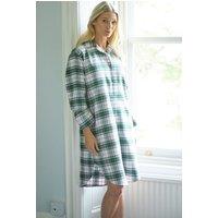 British Boxers Women's "Burnet Rose" Tartan Brushed Cotton Nightshirt in Baby Pink | Size: Large