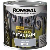Ronseal Direct to Metal Paint Steel Grey Matt 250ml