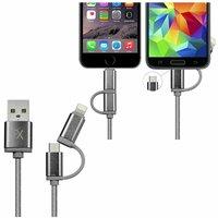 FX 2 in 1 Braided 'Charge & Sync Cable' 2m Space Grey