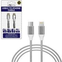 FX Braided Type C to iPhone 'Data Cable' 1m Silver