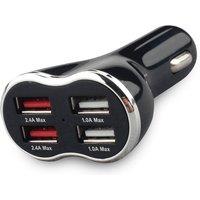 AQUARIUS Powerful & 4-Port Universal 'USB Car Charger', Black