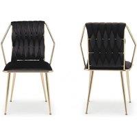 HOME LUXE INTERIOR Set of 2 Daisy Black & Gold Dining Chairs
