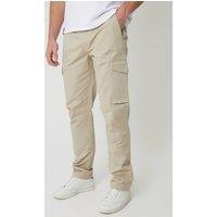 Threadbare Men's Cotton Cargo Trousers With Stretch in Light Stone | Size: 34R