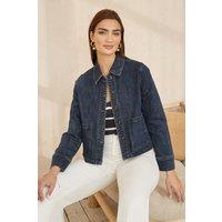Yumi Women's Blue Denim Jacket With Patch Pockets | Size: 16