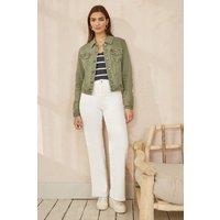 Yumi Women's Green Stretch Cotton Denim Jacket | Size: 8