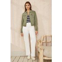 Yumi Women's Green Stretch Cotton Denim Jacket | Size: 14