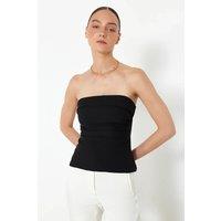 HOXTON GAL Women's Strapless Draped Fitted Woven Top in Black | Size: 8