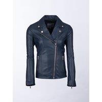 Lakeland Leather Women's 'Knotts' Leather Biker Jacket in Navy | Size: 16
