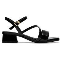 Clarks Women's Serina35 Strap Black Patent Heeled Sandals | Size: 5-Wide Fit