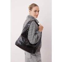 WOVCOR Women's Oval Medium Shoulder Bag With Stud Detail in Black