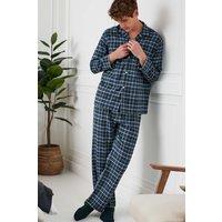 British Boxers Men's 'Jura' Tartan Brushed Cotton Pyjama Set in Dark Green | Size: 2XL