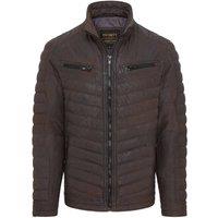 Infinity Leather Men's Quilted Puffer Leather Bomber Jacket - Torpoint in Brown | Size: XL