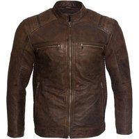 Infinity Leather Men's Buff Leather Racer Biker Jacket-Vienna in Brown | Size: 5XL