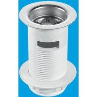 McAlpine BSW2 1.25" White Plastic Basin Waste - Backnut Model: 60mm Stainles