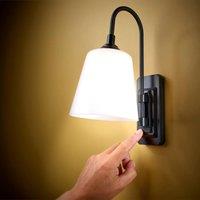 mysmartbuy Wall Mounted Lamp - Battery Powered Cordless Rotating Angle Adjustable LED Spotlight or Uplighter Light - H27 x W12 x D19cm in Black