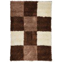 Bravich LTD Checked Thick Shaggy Rug - California in Brown | Size: 60 cm x 110 cm