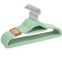 Sasha Morel Velvet Coat Hangers 20 Pack - Non-Slip Slim Hangers with Tie Organiser in Mint