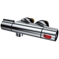 Nes Home Exposed Mini Thermostatic Shower Mixer Chrome with Anti-Scald device in Metallic Silver