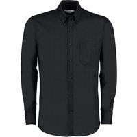 Kustom Kit Men's Oxford Slim Long-Sleeved Shirt in Black | Size: 17 inches
