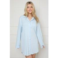 Dorothy Perkins Women's Nightwear Tipped Pyjama Shirt in Blue | Size: Large