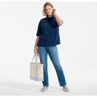 Lands' End Women's Plus Relaxed Short Sleeve Supima Cotton Polo Neck Top in Navy | Size: 24-26